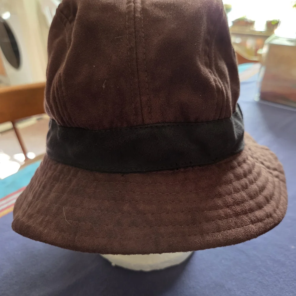 Faux Suede Scala Hat Dark Brown and Black Bucket Hat